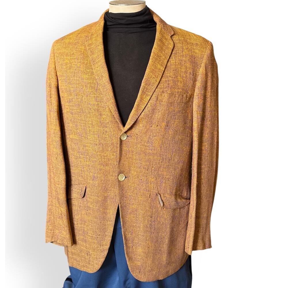 Vintage Clubman Yellow Wool Blazer 38 Textured Sport Coat 1960s Rockabilly Retro